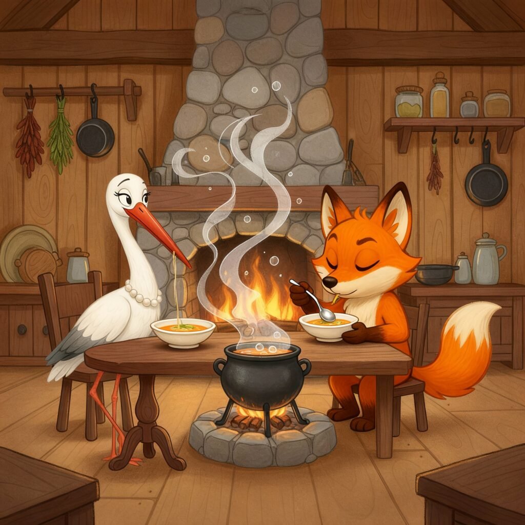 Fox and the clever Stork